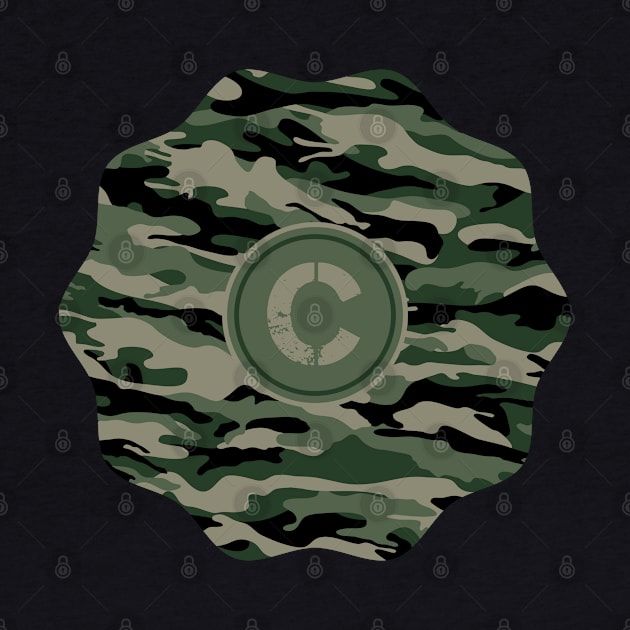 Monogram Initial Letter C Military Army Camouflage Pattern by MintaApparel